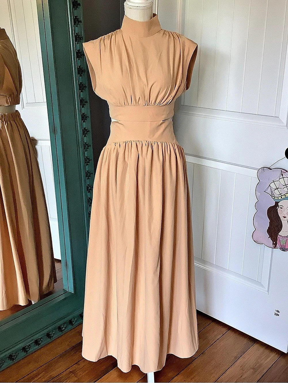 Commense Mock Neck Cut Out Long Dress- New🥰